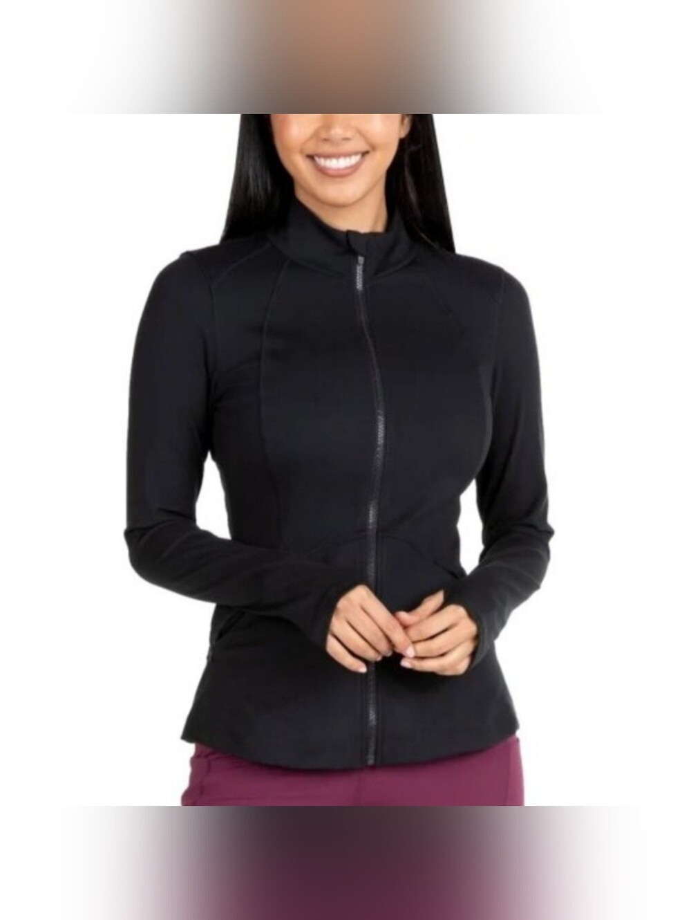 Spyder | Active Black Full Zip Mock Neck Jacket Thumbholes (S)